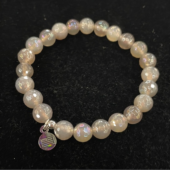 T Jazelle Jewelry - T Jazelle Rainbow Moonstone Beaded bracelet iridescent Opalite sterling silver